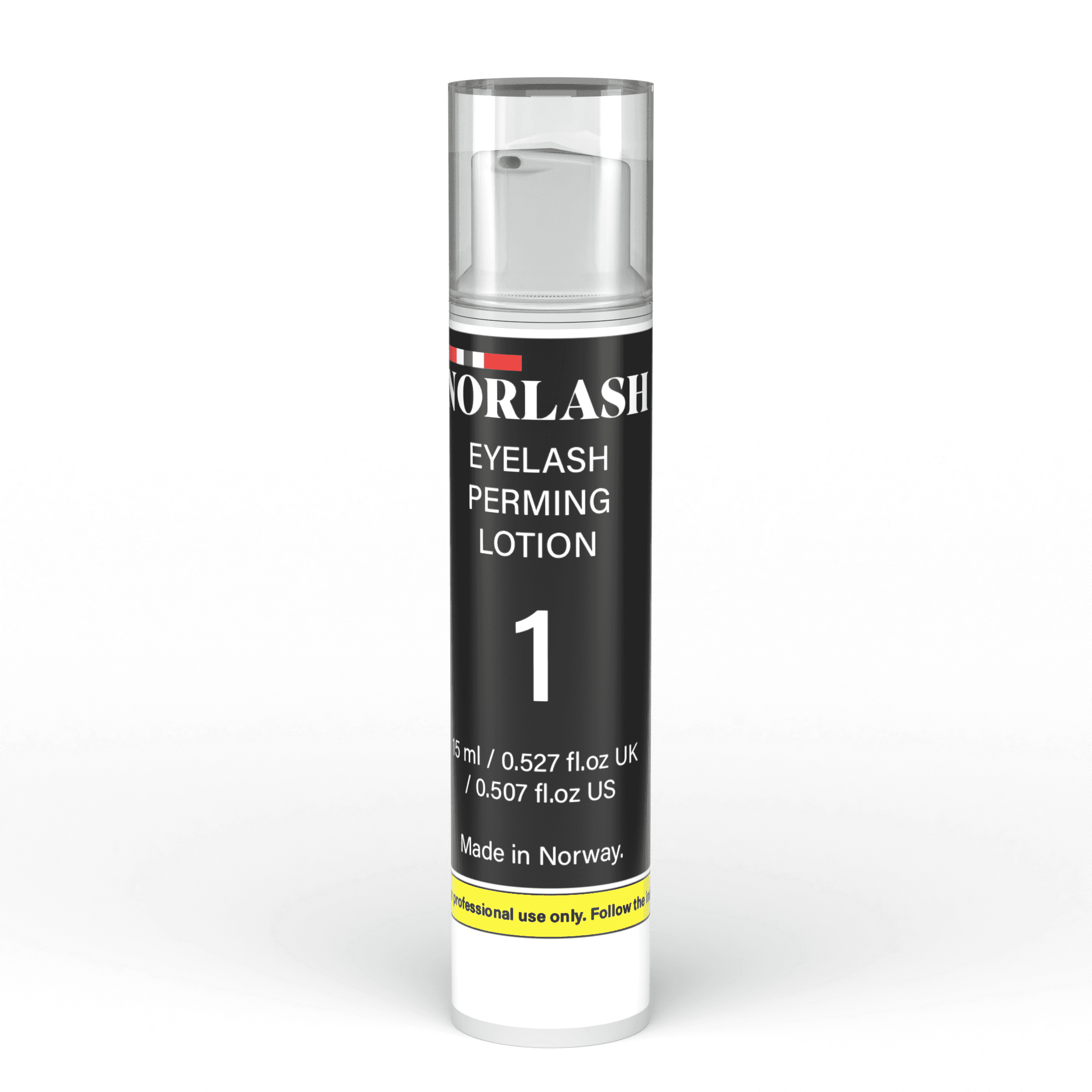 A bottle of NORLASH perming Lotion on a white background